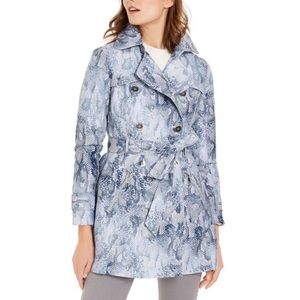 GUESS Snake-Embossed Double-Breasted Water-Resistant Trench Coat SMALL NWT